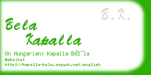 bela kapalla business card